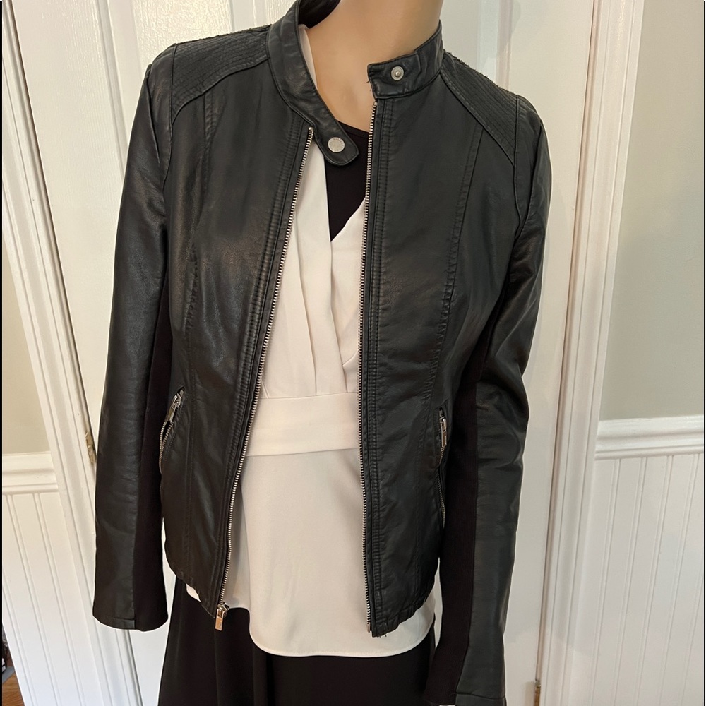 Express faux leather black Moto jacket. Size small